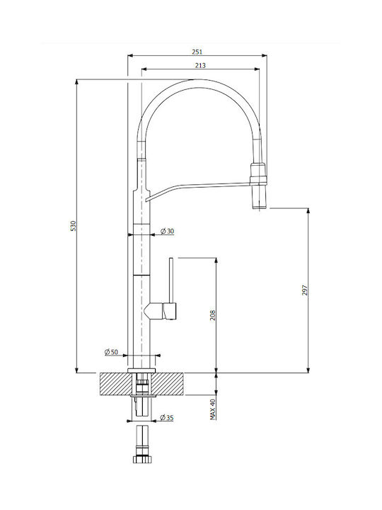La Torre Tozo Kitchen Faucet Counter Flexible Silver