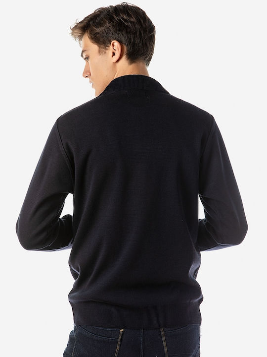 Sogo Men's Long Sleeve Sweater with Buttons Marine