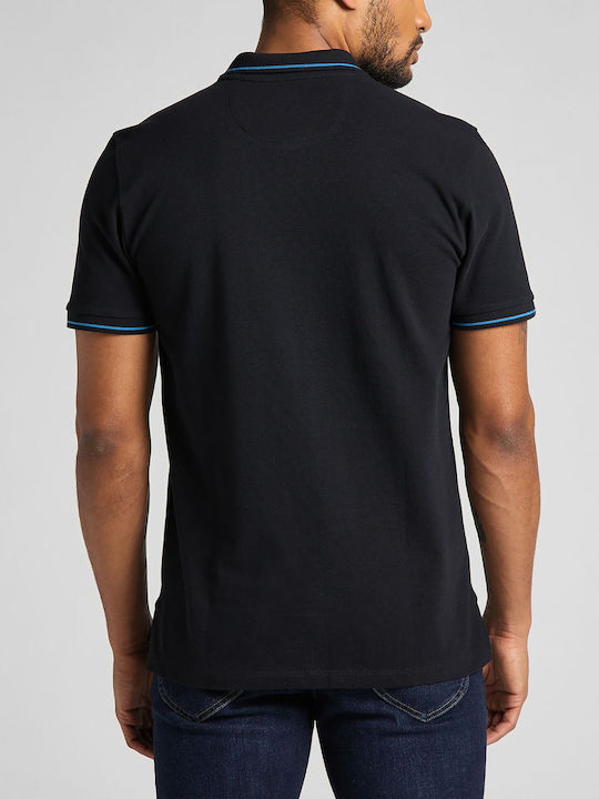 Lee Ανδρικό T-shirt Polo Μαύρο
