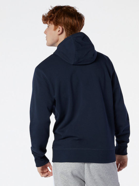 New Balance Men's Sweatshirt Jacket with Hood and Pockets Navy Blue