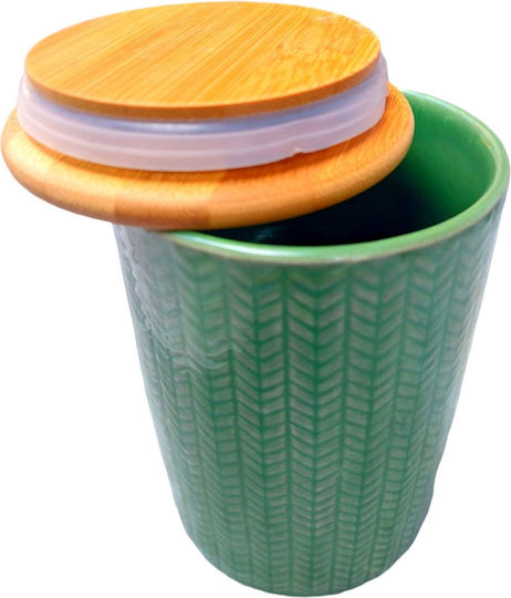 Etoile Nature Coffee Vase with Lid made of Porcelain Green 11x11x15cm