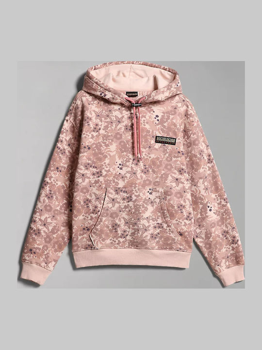 Earth Γυναικείο Φούτερ με Κουκούλα Flower Pink