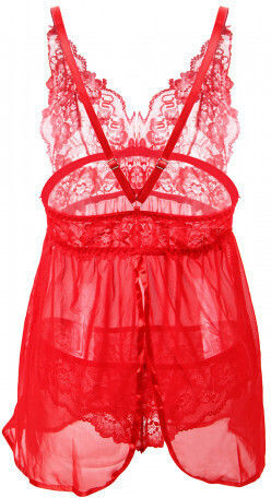 CyprusLoveShop Love Me Mesh Chemise With Lace String Red