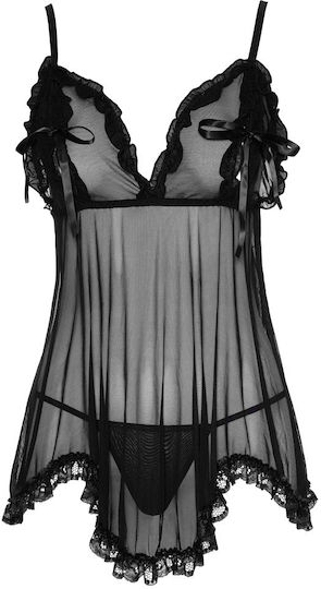 Cottelli Collection Babydoll Ruffles Set Babydoll Sexy Black