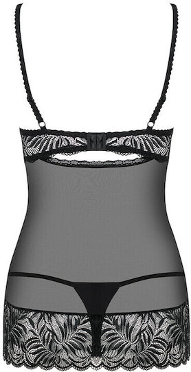 Obsessive String Σετ Sexy Babydoll με Δαντέλα & Διαφάνεια Black