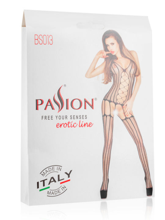 Passion BS013 Bodystocking Sexy Plasă Cu Chilot Deschis Roșu