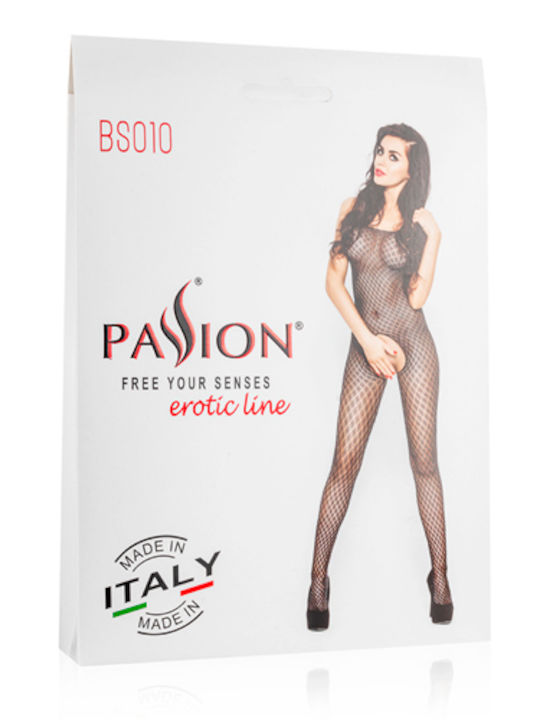 Passion BS010 Ολόσωμο Καλσόν Διχτυωτό με Ανοιχτό Καβάλο Black
