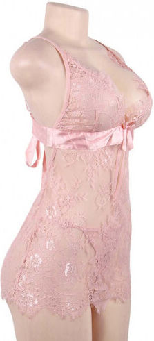 CyprusLoveShop Комплект Секси бебешка нощница Моля те, бабидол с шнур Pink