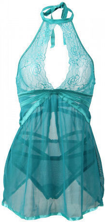 CyprusLoveShop 12449 Sensual Babydoll with Thong Plus Size Green