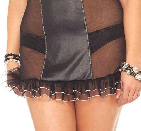 Leg Avenue Padded Chemise Plus Size Set Sexy Babydoll Black