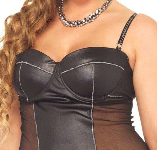 Leg Avenue Padded Chemise Plus Size Set Sexy Babydoll Black