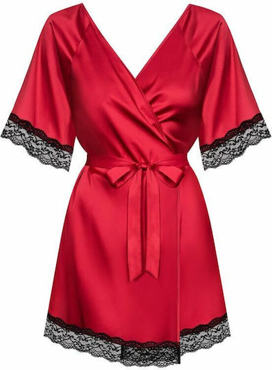 Obsessive Sensuelia Sexy Ρόμπα με Δαντέλα Red