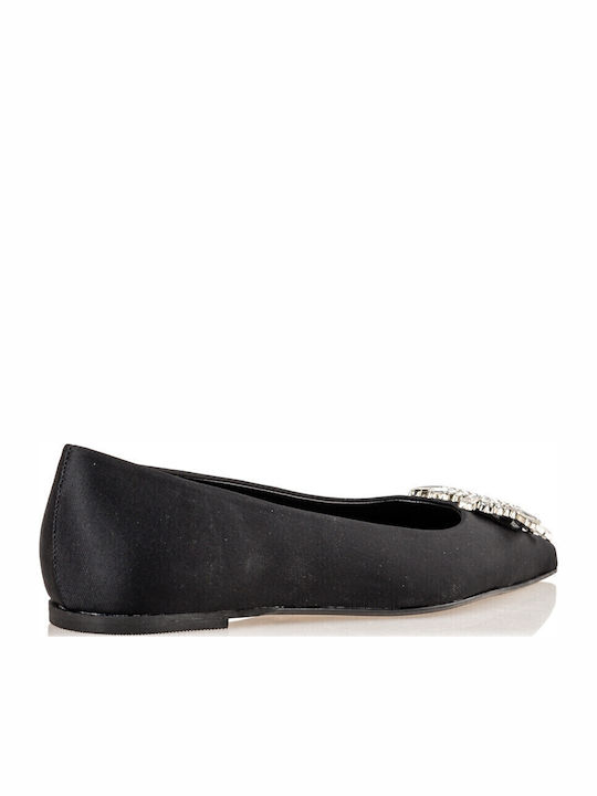 Envie Shoes Σατέν Γυναικείες Μπαλαρίνες Μυτερές σε Μαύρο Χρώμα Envie Shoes Σατέν Γυναικείες Μπαλαρίνες Μυτερές σε Μαύρο Χρώμα