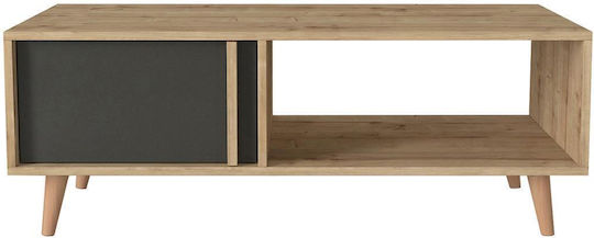 Rectangular Central Coffee Table Andros Wooden Natural / Anthracite W120xL60xH45cm