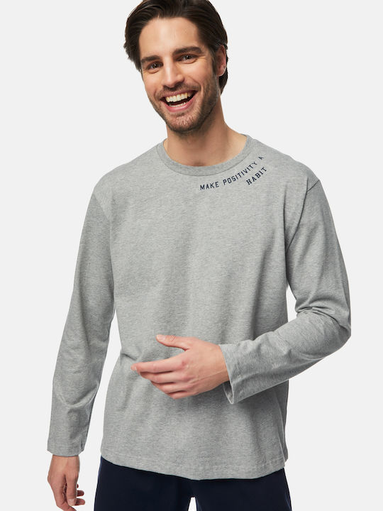Minerva Men's Winter Cotton Pajamas Set Gray