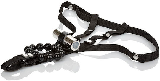 Calexotics Rechargeable Lovers Thong With Pleasure Beads Женски Секси Прашка с отворена пикантност Black