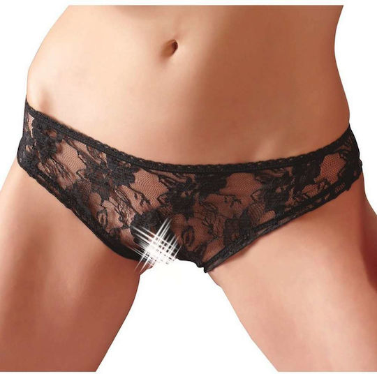 Cottelli Collection Crotchles Panties Frauen Sexy Slip offenem Schritt Black