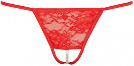 Mandy Mystery Lace String with Chain Γυναικείο Sexy String Αυτοκινήτου Red