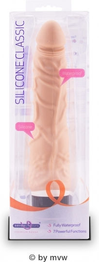 Seven Creations Silicone Classic Vibe Slim Veined Ρεαλιστικός Δονητής 18cm Flesh