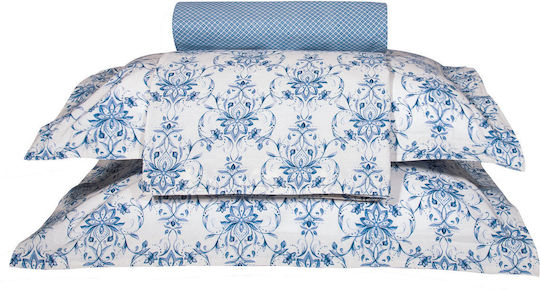 Greenwich Polo Club Duvet Cover Set Cotton Queen with 2 Pillowcases 220x240 2134 Ecru / Blue