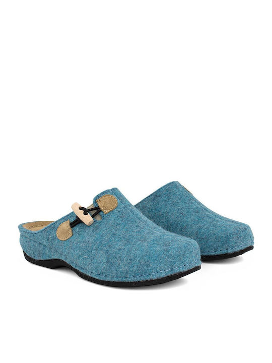 Anatomical Leather Women's Slippers Light Blue