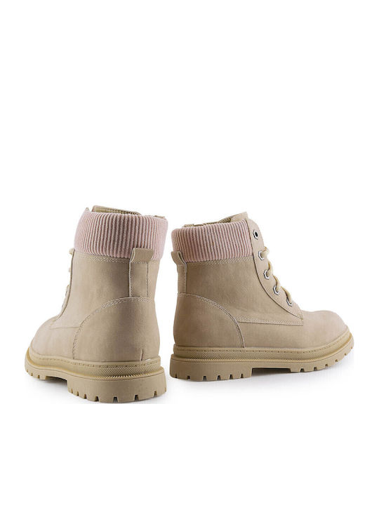 Kids Boots with Laces Beige
