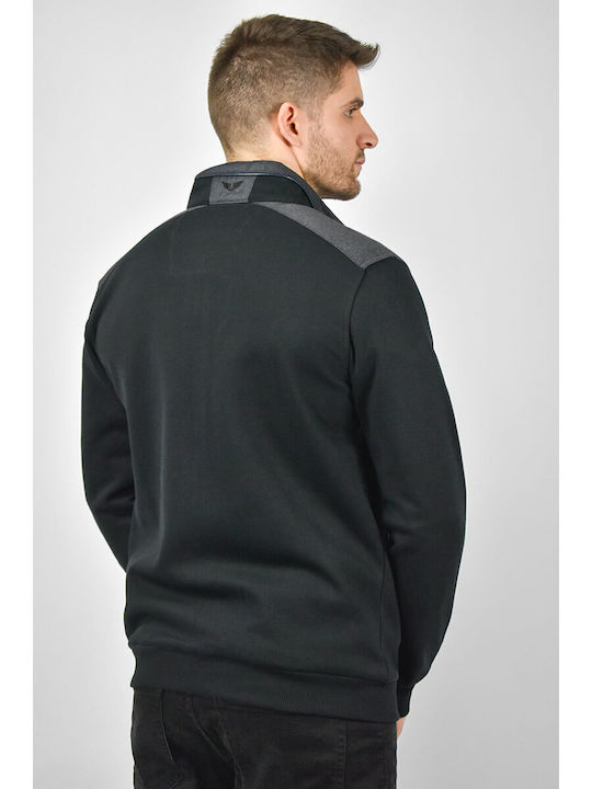 Side Effect Men's Cardigan with Zipper Black