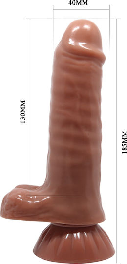 Baile Beautiful Baron Dildo realist cu Testicule și Ventuză Maro 20cm