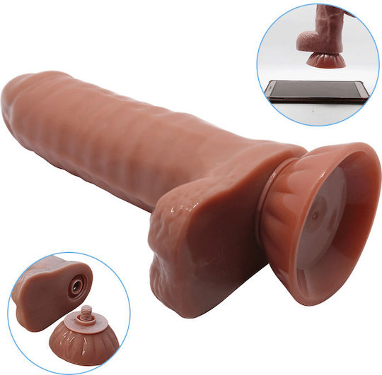 Baile Beautiful Baron Dildo realist cu Testicule și Ventuză Maro 20cm