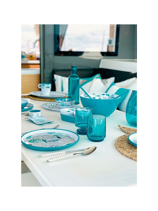 Marine Business Set of Glasses Water made of Plastic in Turquoise Color Stemmed 6pcs