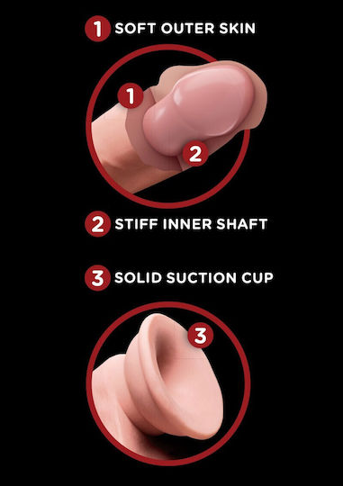 King Cock Triple Density Ρεαλιστικό Dildo με Όρχεις και Βεντούζα Light 23cm