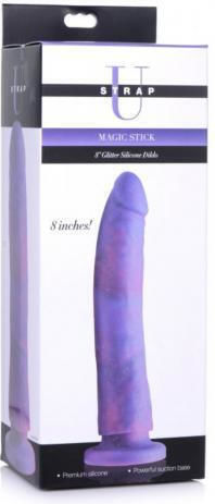XR Magic Stick Silicone Dildo With Glitter Реалистично дилдо Със смукателна чашка Лилаво 20см