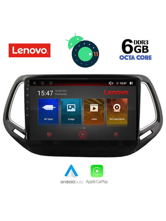 Lenovo Car-Audiosystem für Jeep Kompass 2016 mit Klima (Bluetooth/USB/AUX/WiFi/GPS) mit Touchscreen 10"