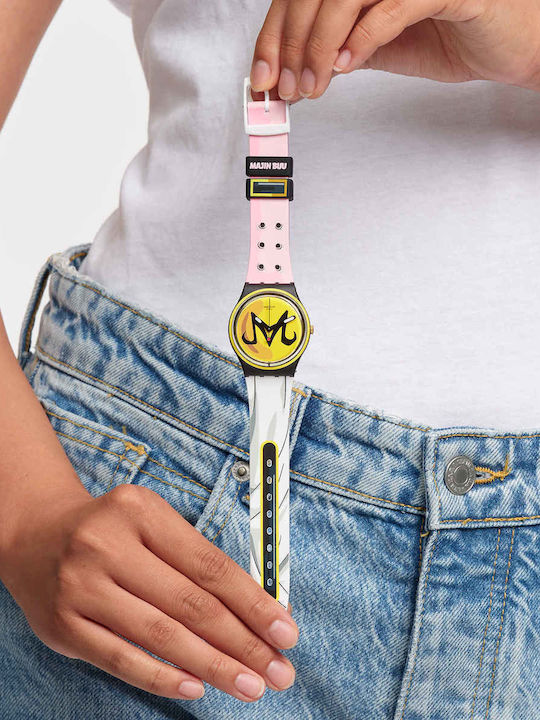 Swatch Dragonball Z Majin Buu Ρολόι Μπαταρίας με Καουτσούκ Λουράκι Swatch Dragonball Z Majin Buu Ρολόι Μπαταρίας με Καουτσούκ Λουράκι