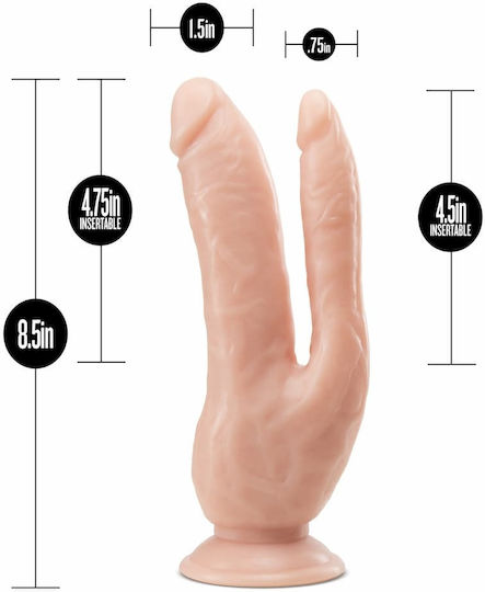 Dr. Skin DP Cock Διπλό Dildo με Βεντούζα Vanilla 22cm