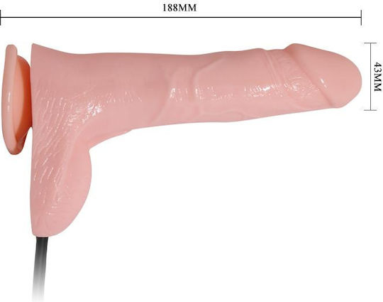 Baile Dildo with Pump Реалистично дилдо Inflatable с Топки и Вендуза Телесен 19см