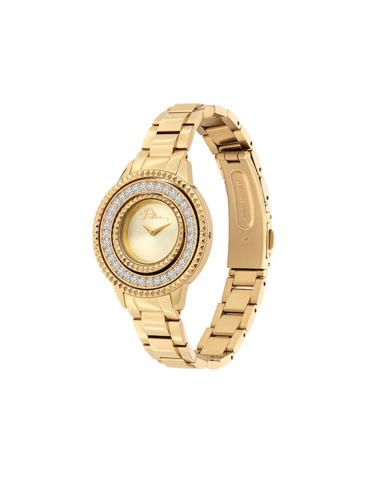 Police Watch with Gold Metal Bracelet