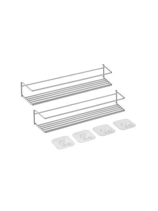 Metaltex Metallic Wall Mounted Spice Rack Organizer Silver 2pcs