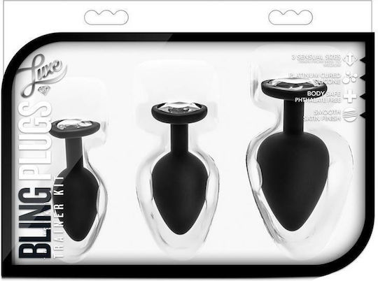 Blush Luxe Bling Plugs Training Kit Anal Plugs Set Black