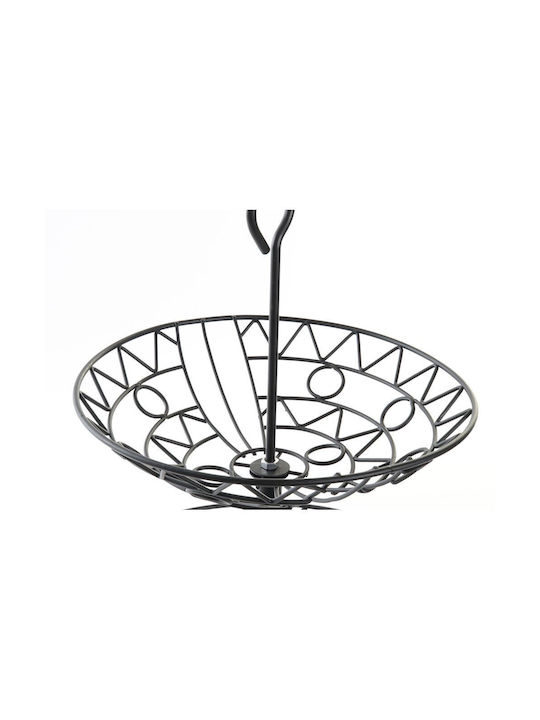 DKD Home Decor Metallic Fruit Bowl with 2 Levels Black 28x28x40cm