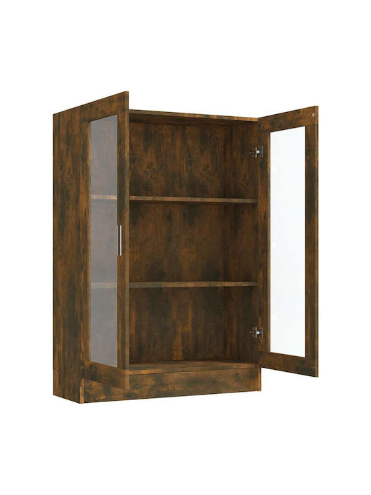 vidaXL Wohnzimmer Vitrine aus MDF mit Verglastem Rauchdunklem Eichenholz 82.5x30.5x115cm