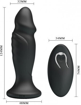 Mr. Play Phallic Dop Anal cu Funcție Wireless și Vibrație Black 13cm