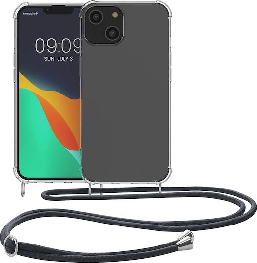 KWmobile Back Cover Silicone with Strap Transparent / Gray (iPhone 14)