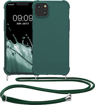 KWmobile Matte Silicone Back Cover with Strap Dark Green (iPhone 14 Plus)