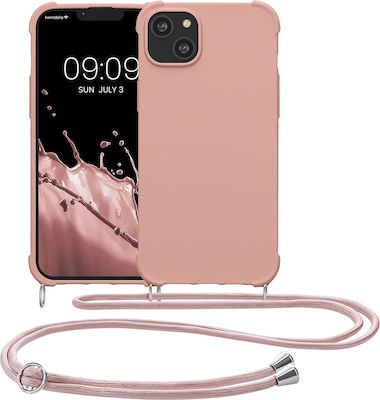 KWmobile Matte Silicone Back Cover with Strap Mother of Pearl (iPhone 14 Plus)