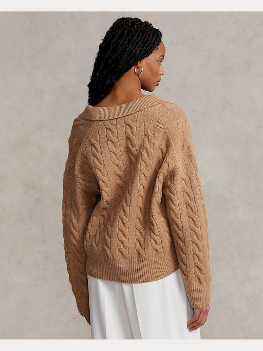 Ralph Lauren Women's Long Sleeve Pullover Cotton Sandy Brown