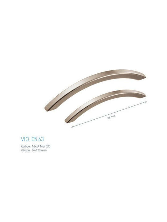 Viometale Metallic Furniture Handle 05.63 Ματ Νίκελ with Distance Between Hole Centers 128mm