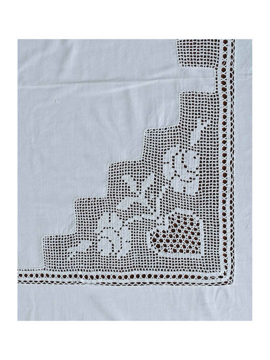 Silk Fashion 1460 Cotton Knitting Tablecloth Λευκό 140x180cm