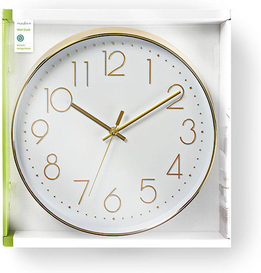 Nedis Ceas de Perete Plastic Gold / White Ø30cm