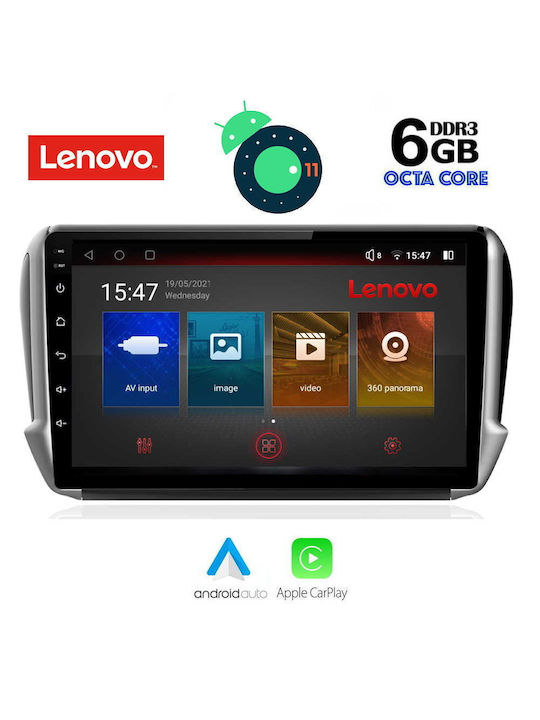Lenovo Sistem Audio Auto pentru Peugeot 208 2008 (Bluetooth/USB/AUX/WiFi/GPS/Partitură) cu Ecran Tactil 10"